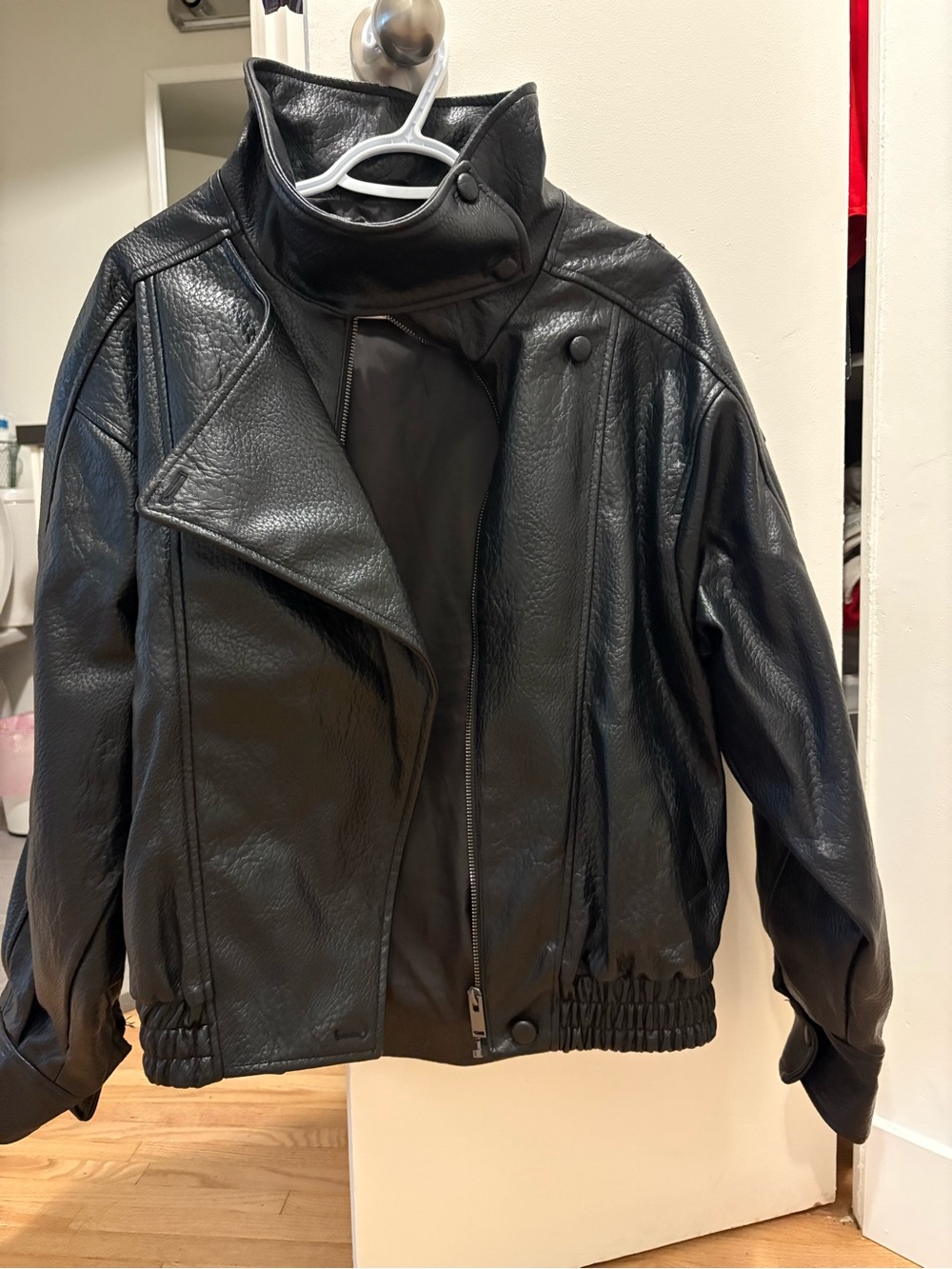 Zara Black Faux Leather High-Collar Jacket